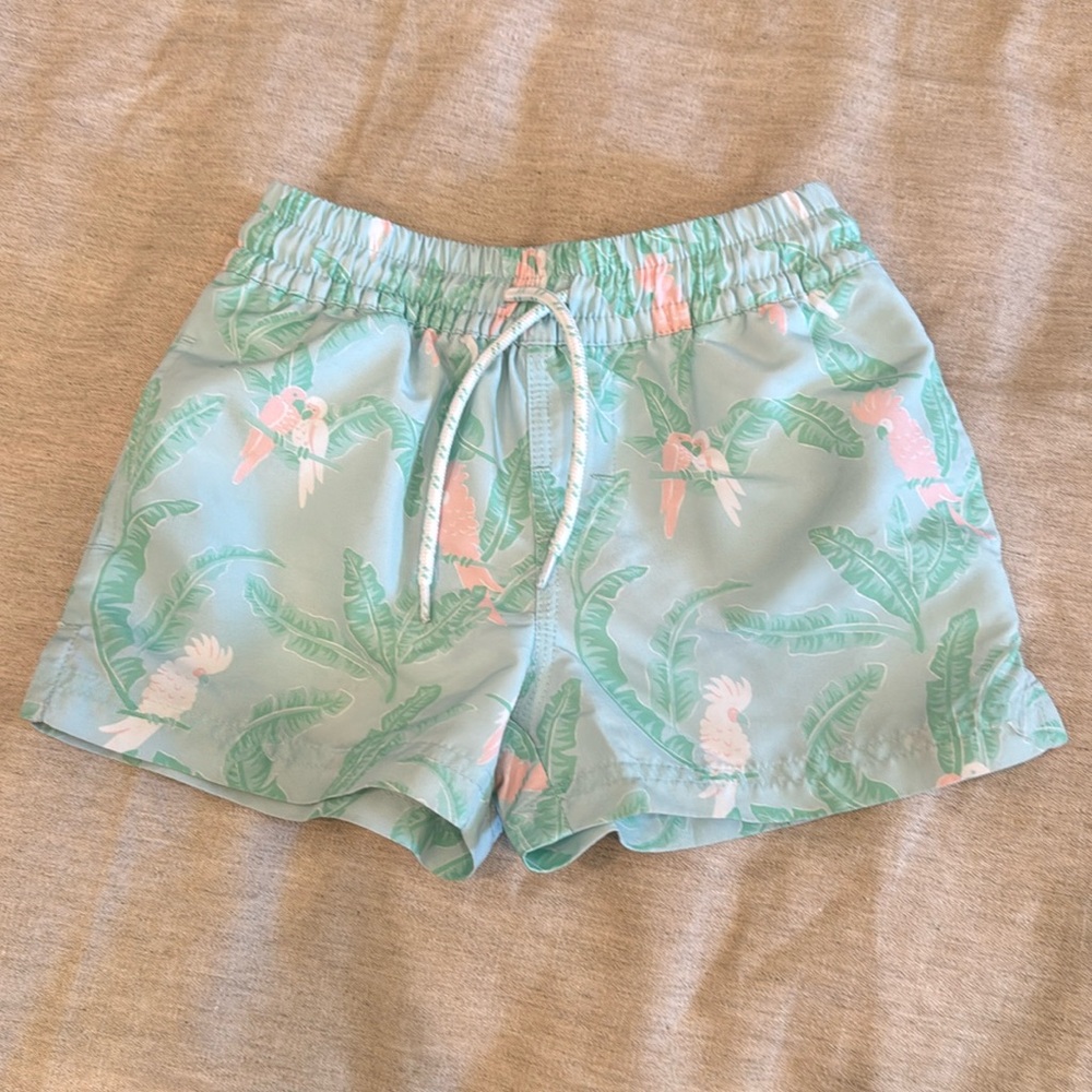 The Beaufort bonnet Company swim trunks size 2T like new parrot island palms
